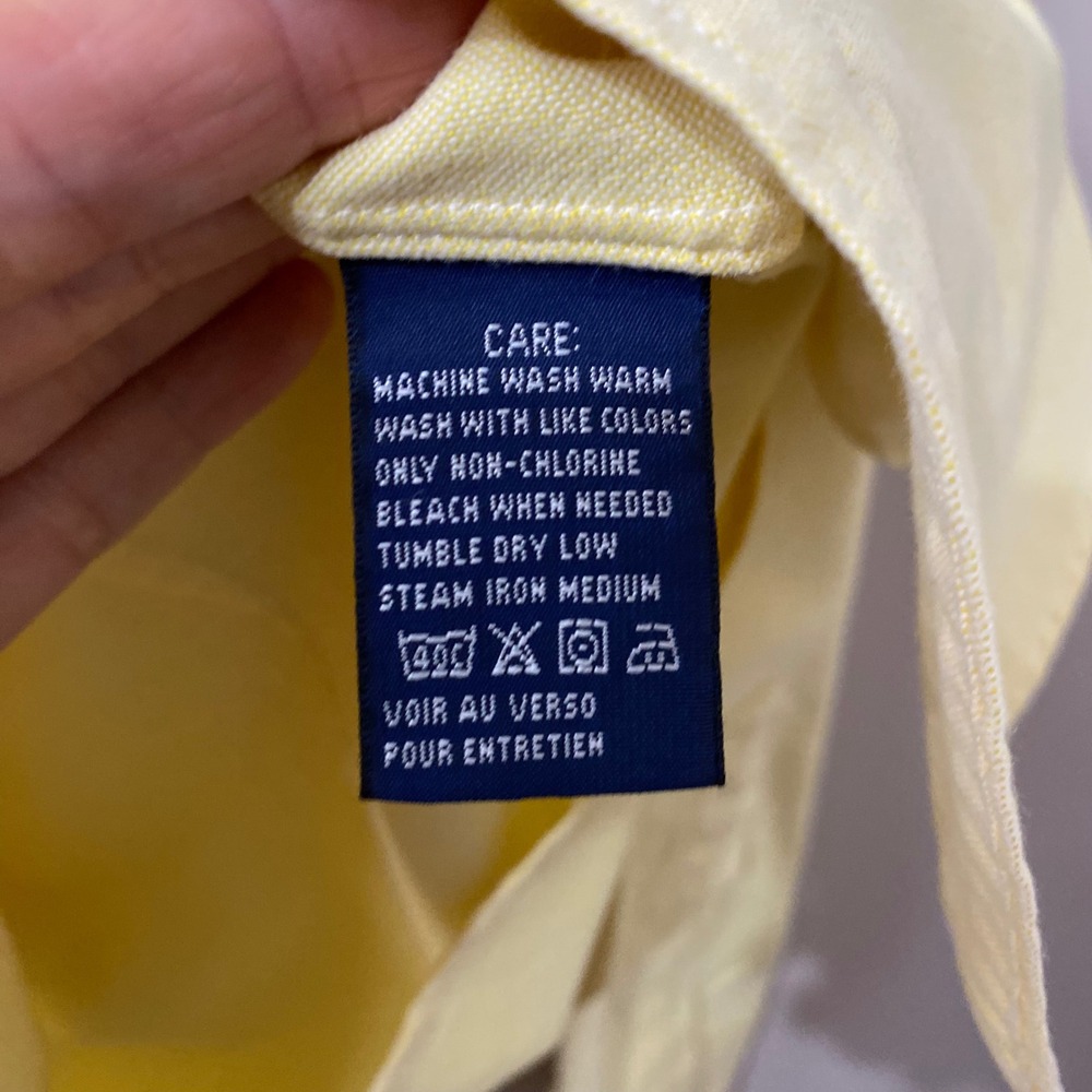 Vtg Ralph Lauren Skinny Fit Yellow Oxford Button Up Shirt Blue Pony Sz 14 RL 04 - Picture 5 of 5
